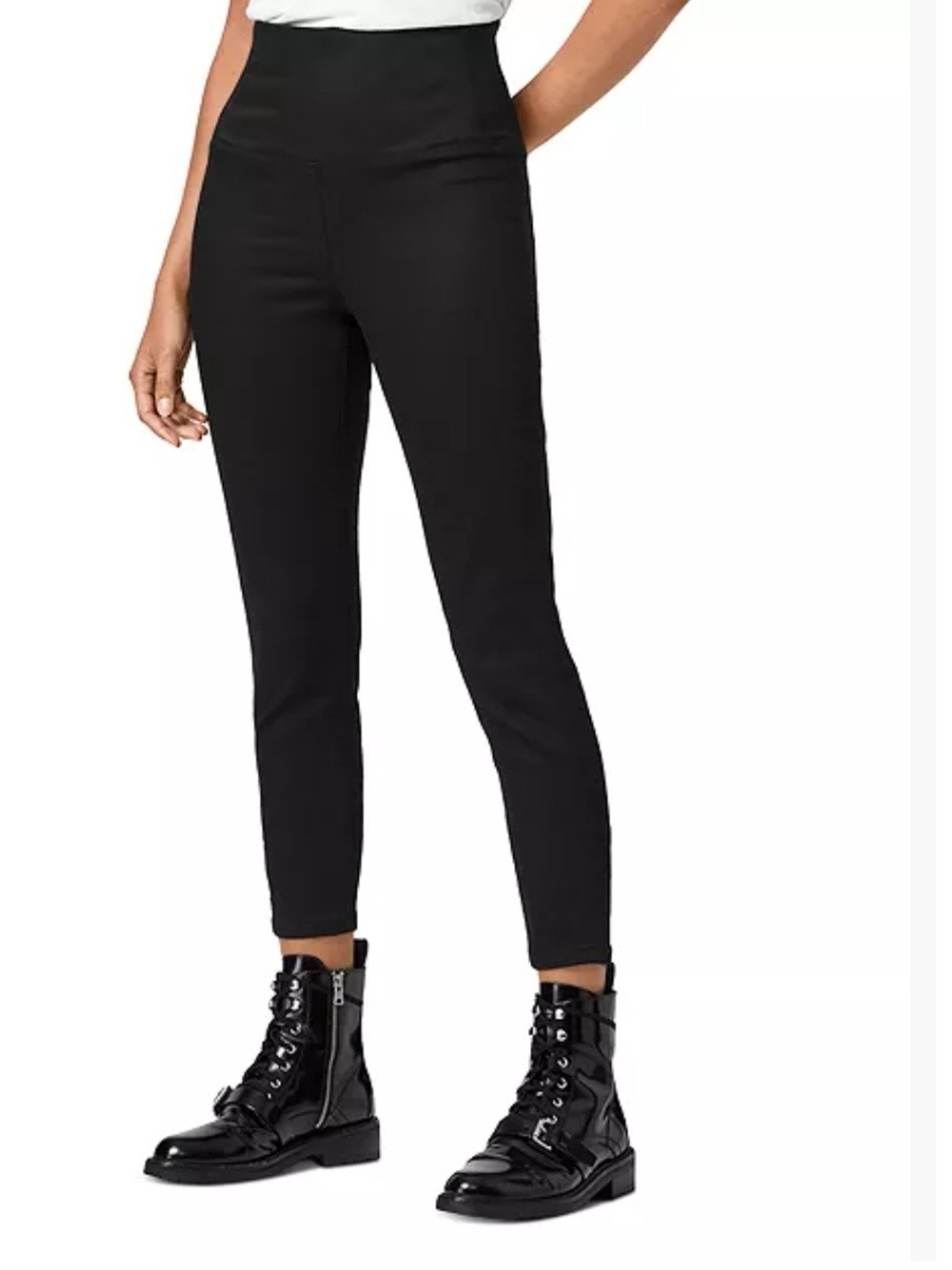 AllSaints Black High-Rise Cropped Ponte Pants